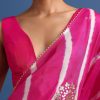 Rani Pink Hand Dyed Lehriya Silk Saree With Gota Patti Work