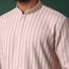 Pink Cotton Silk Kurta Set With Intricate Thread Work Embroidery