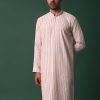 Pink Cotton Silk Kurta Set With Intricate Thread Work Embroidery