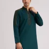 12738-peacock-blue-lycra-kurta-set-with-bead-work-2.webp Peacock Blue Lycra Kurta Set With Bead Work
