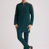 12738-peacock-blue-lycra-kurta-set-with-bead-work-3.webp Peacock Blue Lycra Kurta Set With Bead Work