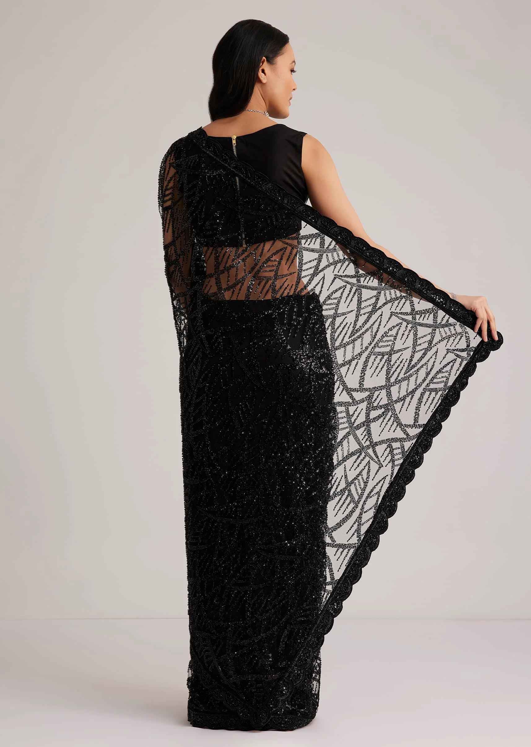 1274-black-net-saree-with-sequins-and-stones-embroidery-6.webp Black Net Saree With Sequins And Stones Embroidery