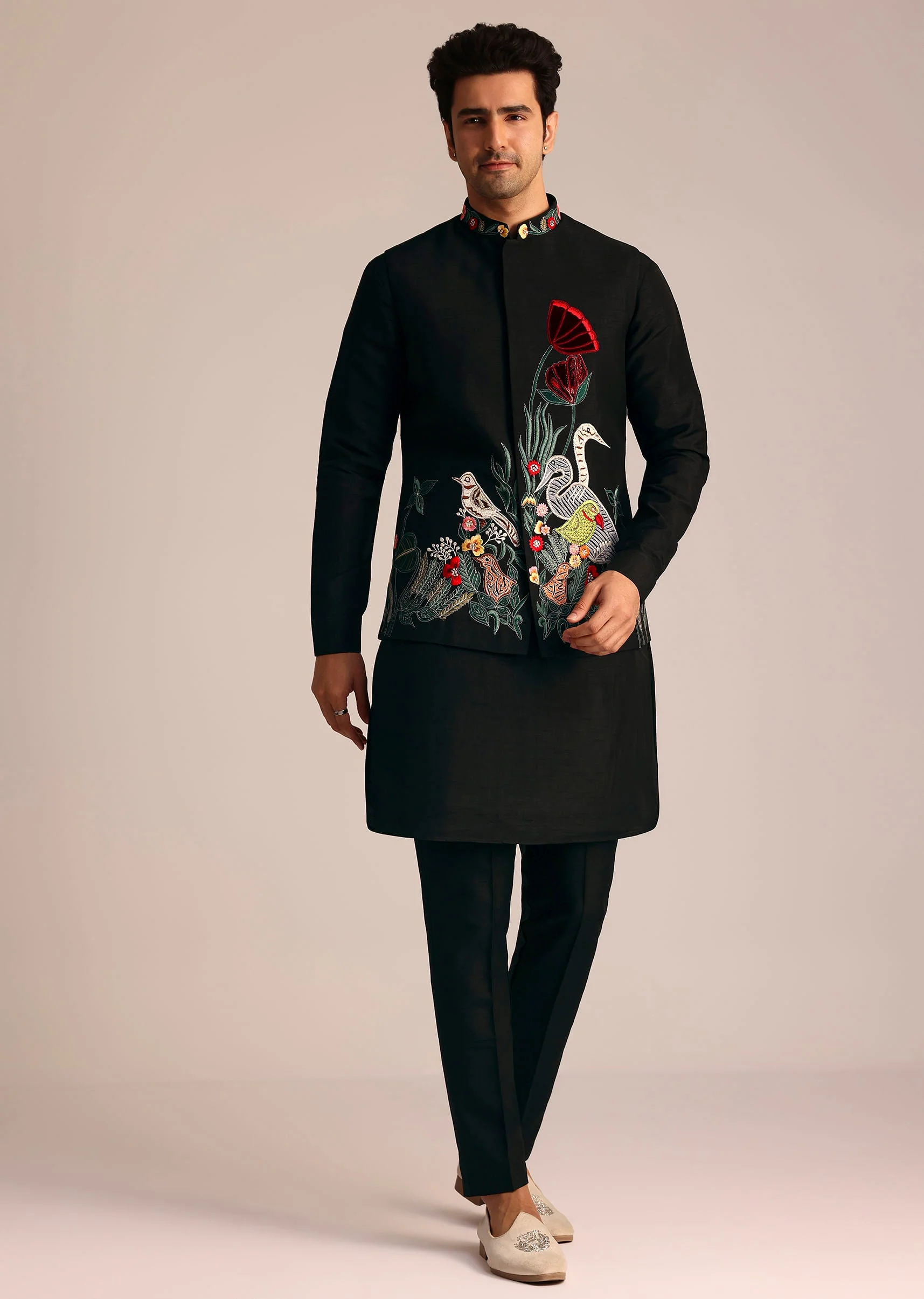12765-black-silk-indo-western-set-with-resham-embroidery-1.webp Black Silk Indo Western Set With Resham Embroidery