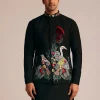 Black Silk Indo Western Set With Resham Embroidery