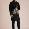 Black Silk Indo Western Set With Resham Embroidery