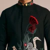 Black Silk Indo Western Set With Resham Embroidery