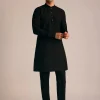 Black Silk Indo Western Set With Resham Embroidery