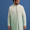 Green Silk Ombre Zardosi Kurta Jacket Set