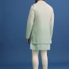 Green Silk Ombre Zardosi Kurta Jacket Set