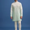 Green Silk Ombre Zardosi Kurta Jacket Set