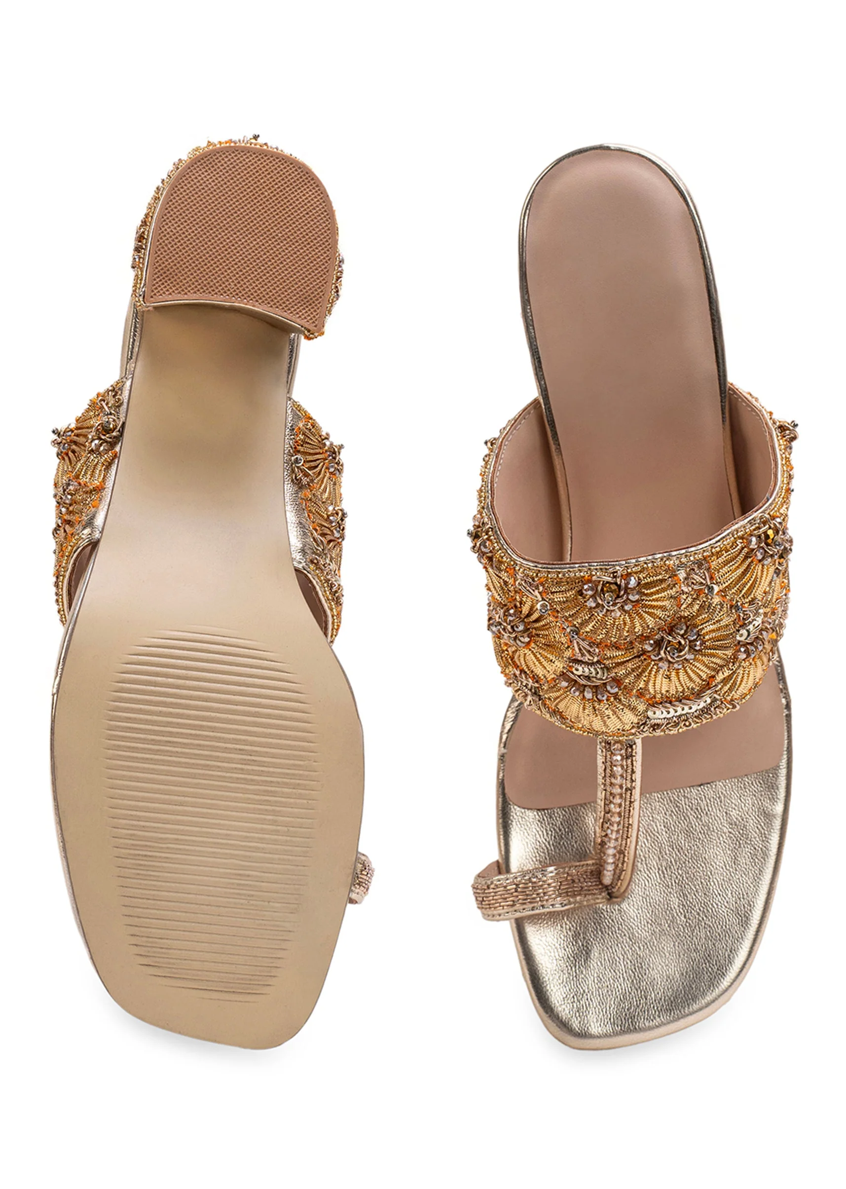 Gold Handcrafted Kolhapuri Heels