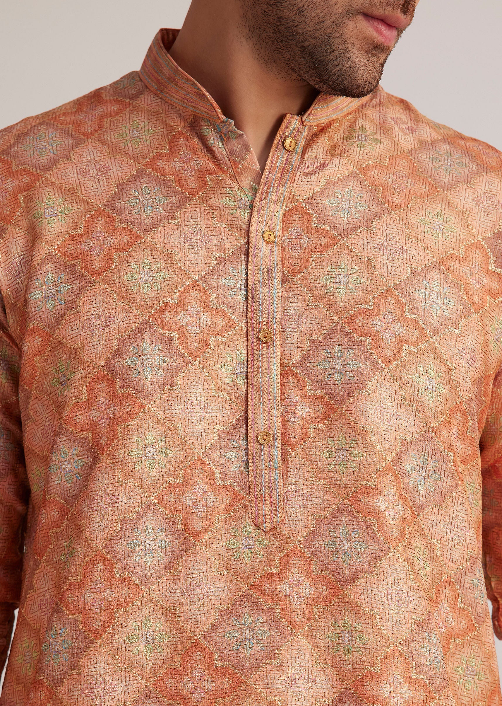 12810-multicolor-brocade-kurta-set-1.jpg Multicolor Brocade Kurta Set