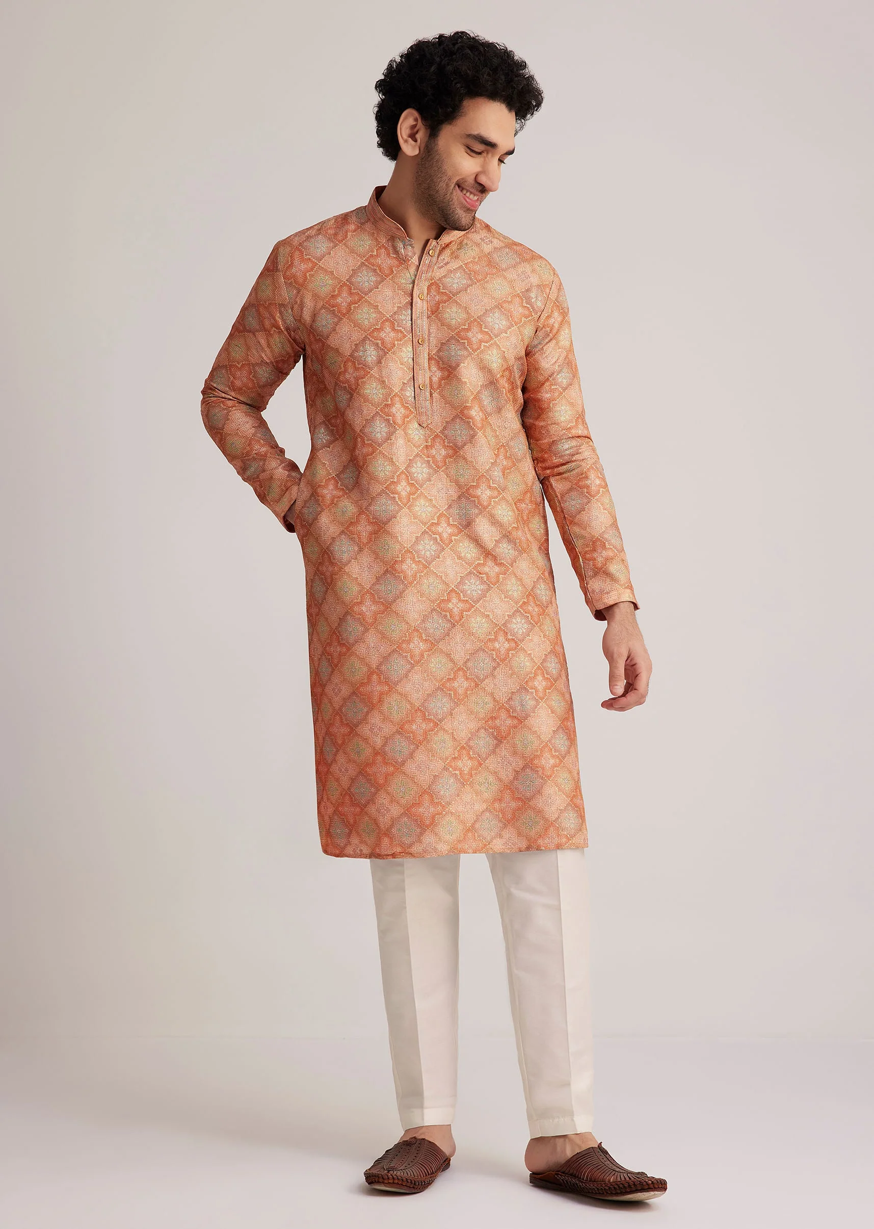 Multicolor Brocade Kurta Set