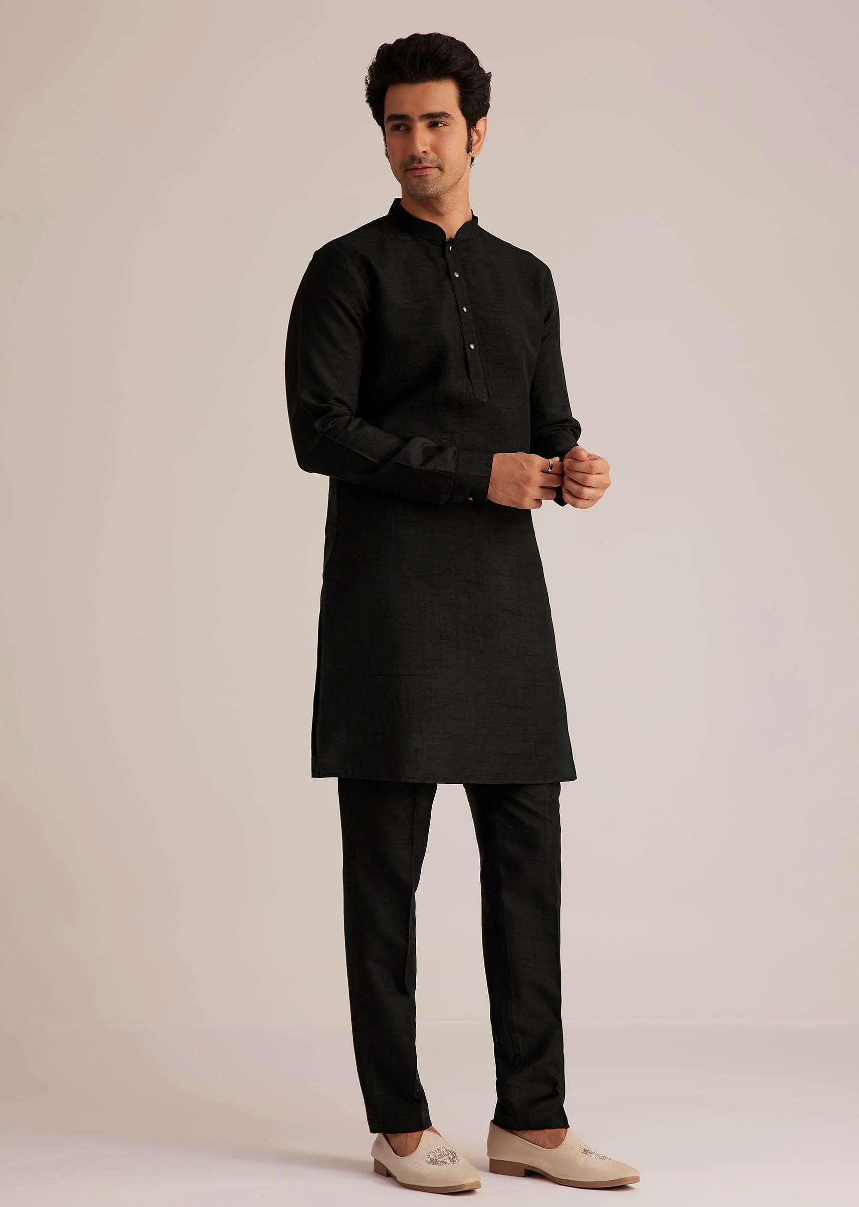 Black Embroidered Nehru Jacket Set