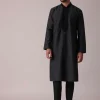 Grey Festive Silk Kurta Set With Intricate Handwork