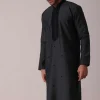 Grey Festive Silk Kurta Set With Intricate Handwork