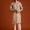 Multi Colour Brocade Kurta Pajama Set