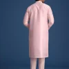 Pink Silk Kurta Set With Mirror Work