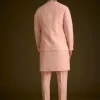 Baby Pink Silk Jacket Set With Nature Themed Patch Work