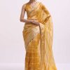 Mustard Yellow Zari Woven Chanderi Saree With Unstitched Blouse