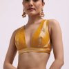 Mustard Yellow Zari Woven Chanderi Saree With Unstitched Blouse