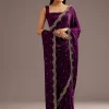 Chinon Satin Saree With Cutdana And Mirror Embellishment
