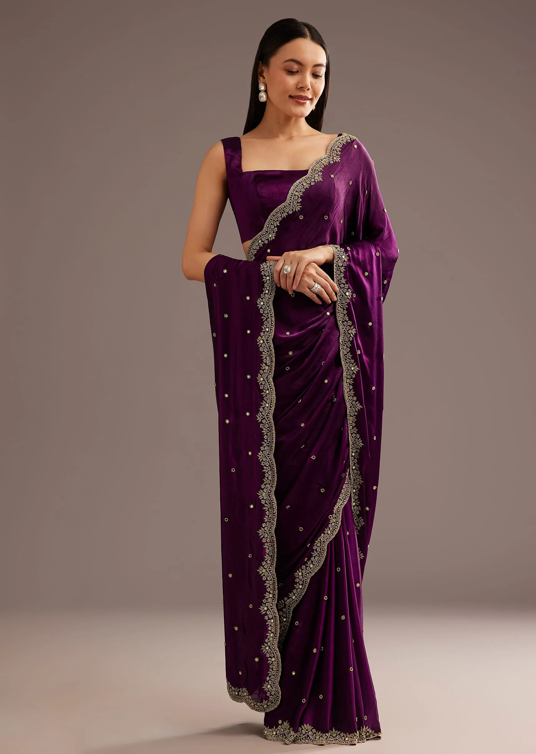 12909-chinon-satin-saree-with-cutdana-and-mirror-embellishment-1.webp Chinon Satin Saree With Cutdana And Mirror Embellishment