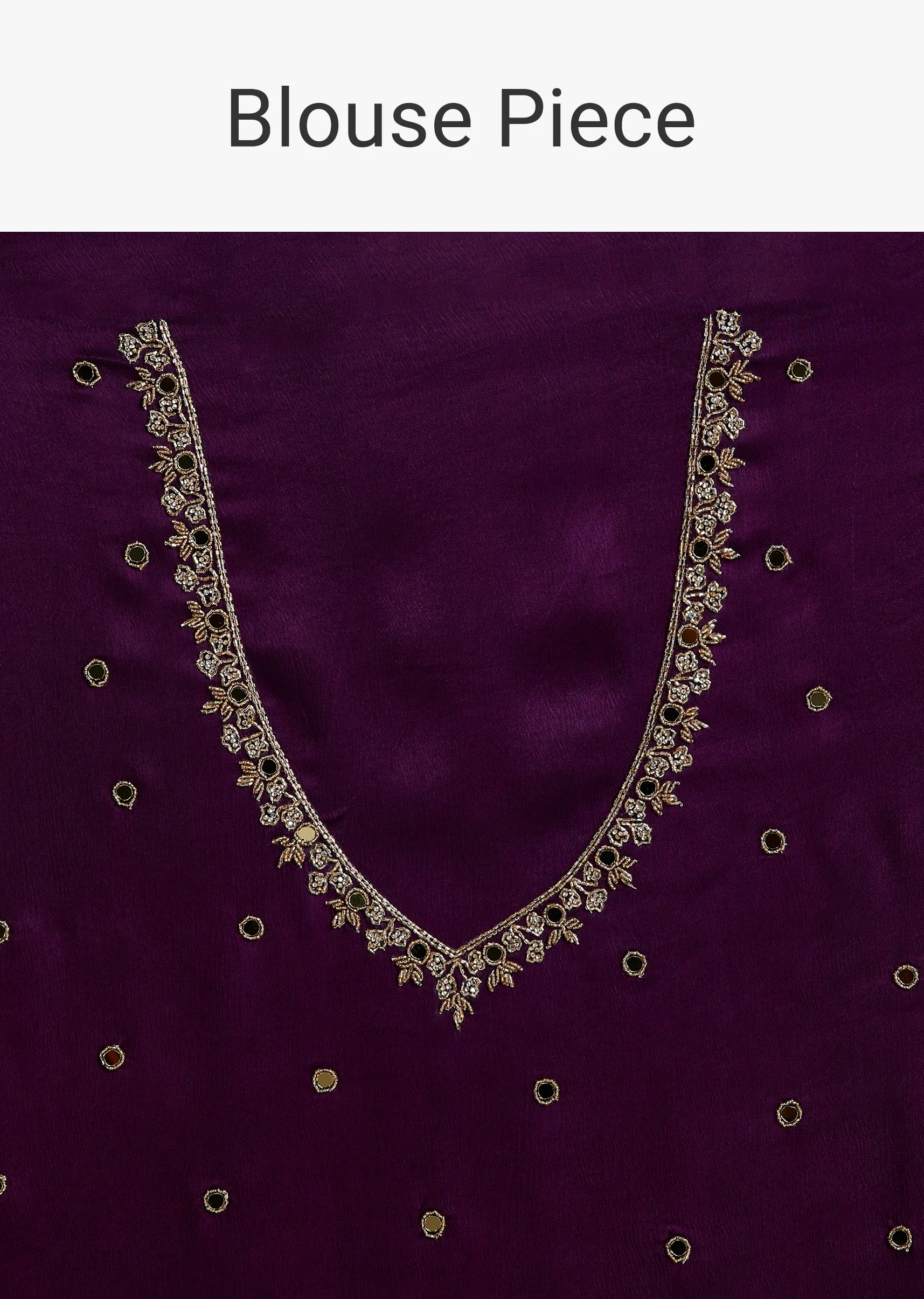 Chinon Satin Saree With Cutdana And Mirror Embellishment