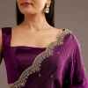 Chinon Satin Saree With Cutdana And Mirror Embellishment