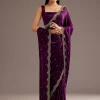 Chinon Satin Saree With Cutdana And Mirror Embellishment