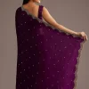 Chinon Satin Saree With Cutdana And Mirror Embellishment