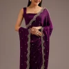 Chinon Satin Saree With Cutdana And Mirror Embellishment