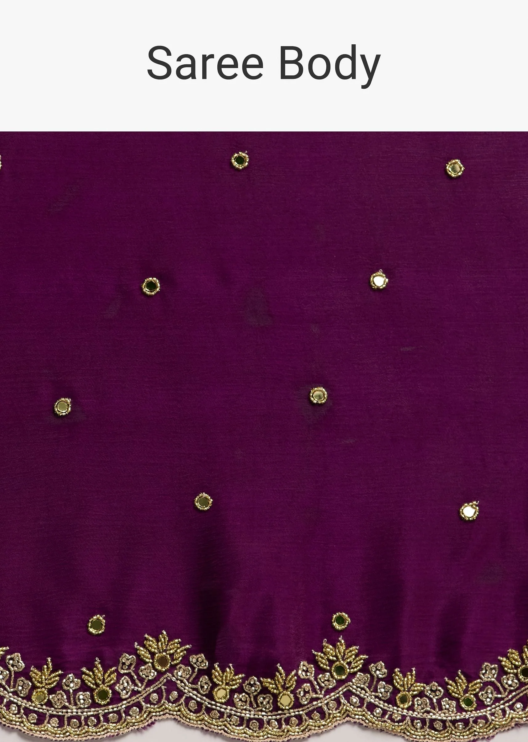 Chinon Satin Saree With Cutdana And Mirror Embellishment