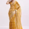 Mustard Yellow Zari Woven Chanderi Saree With Unstitched Blouse