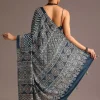 12925-blue-chevron-and-ajrakh-printed-satin-saree-4.webp Blue Chevron And Ajrakh Printed Satin Saree