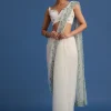White Net Cutdana And Sequin Embroidered Saree