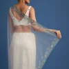 White Net Cutdana And Sequin Embroidered Saree