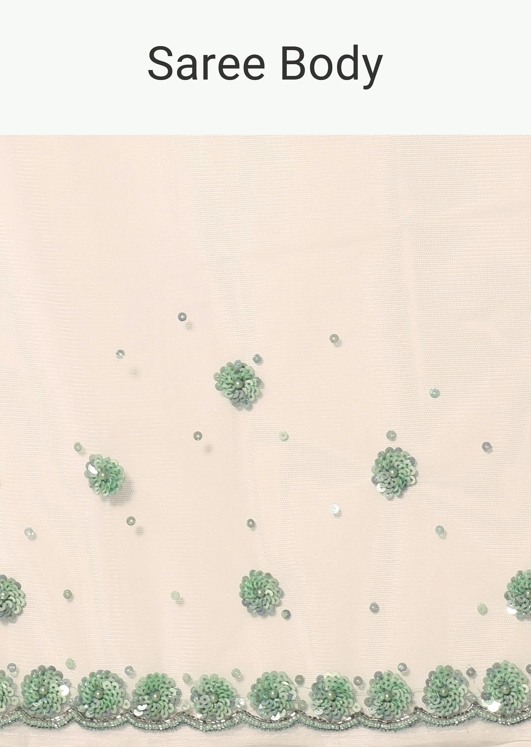 White Net Cutdana And Sequin Embroidered Saree