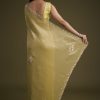 Yellow Tissue Saree With Floral Embroidery
