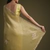 Yellow Tissue Saree With Floral Embroidery