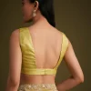 Yellow Tissue Saree With Floral Embroidery