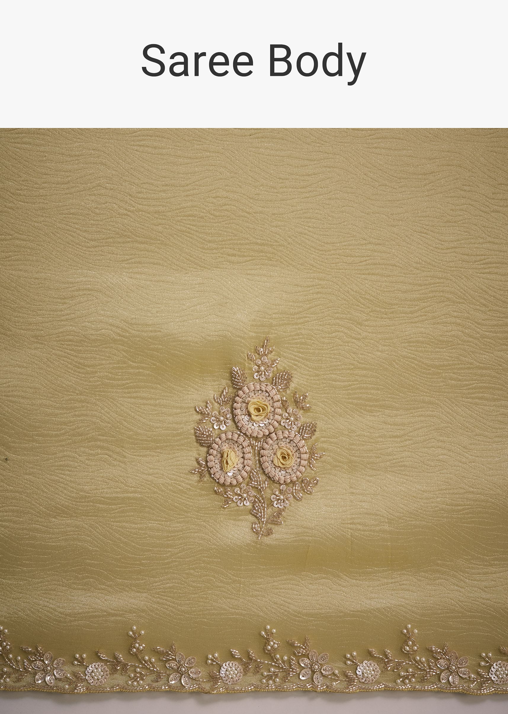 Yellow Tissue Saree With Floral Embroidery