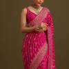 Pink Zardosi Embroidered Saree With Cutdana And Stone Work