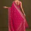 Pink Zardosi Embroidered Saree With Cutdana And Stone Work