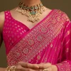 Pink Zardosi Embroidered Saree With Cutdana And Stone Work