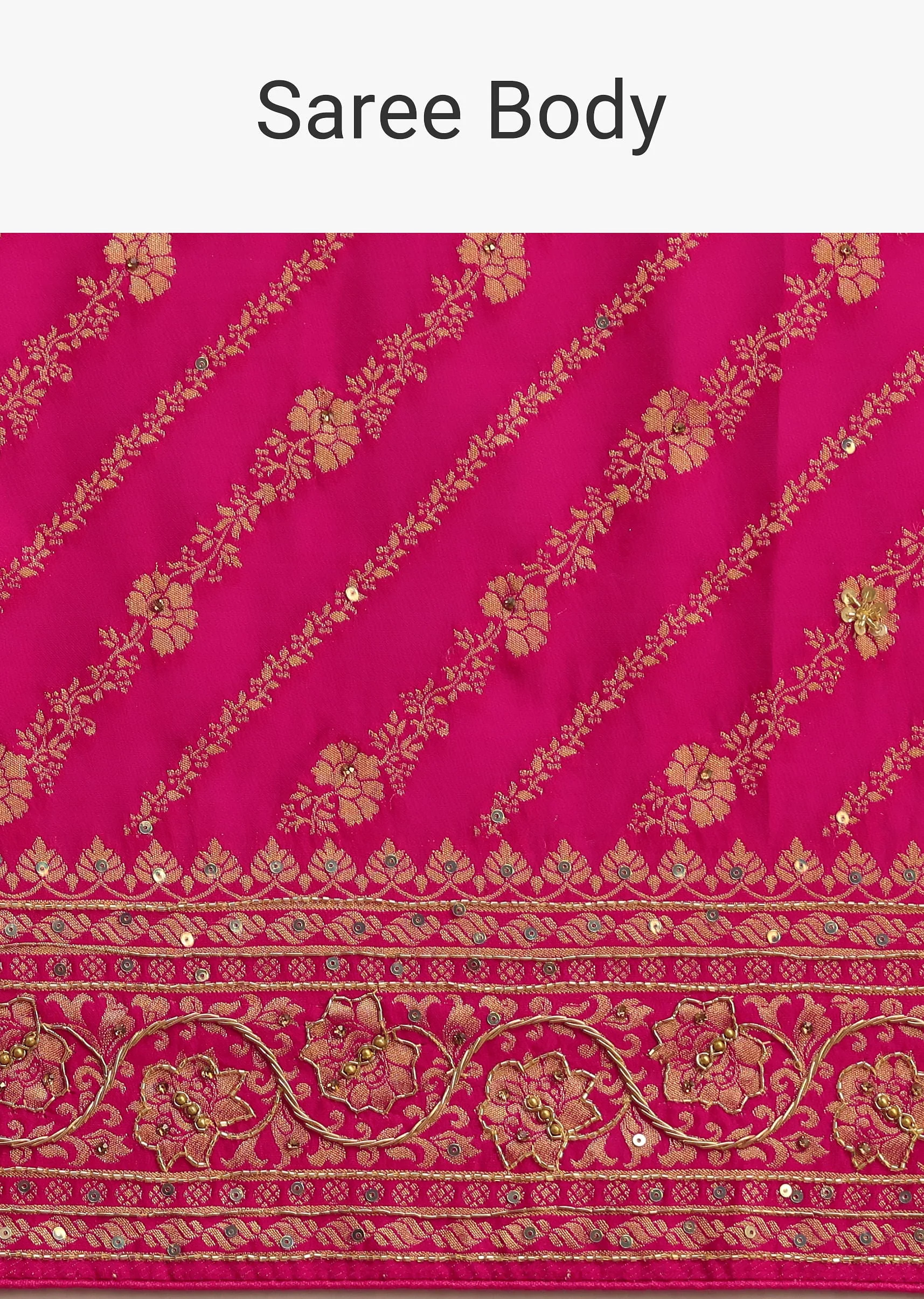 Pink Zardosi Embroidered Saree With Cutdana And Stone Work