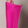 Rani Pink Satin Chinon Saree With Scallop Border And Unstitched Blouse Piece