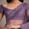 Purple Soft Organza Saree With Cutdana Sequins Embroidery