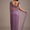Purple Soft Organza Saree With Cutdana Sequins Embroidery