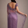Purple Soft Organza Saree With Cutdana Sequins Embroidery